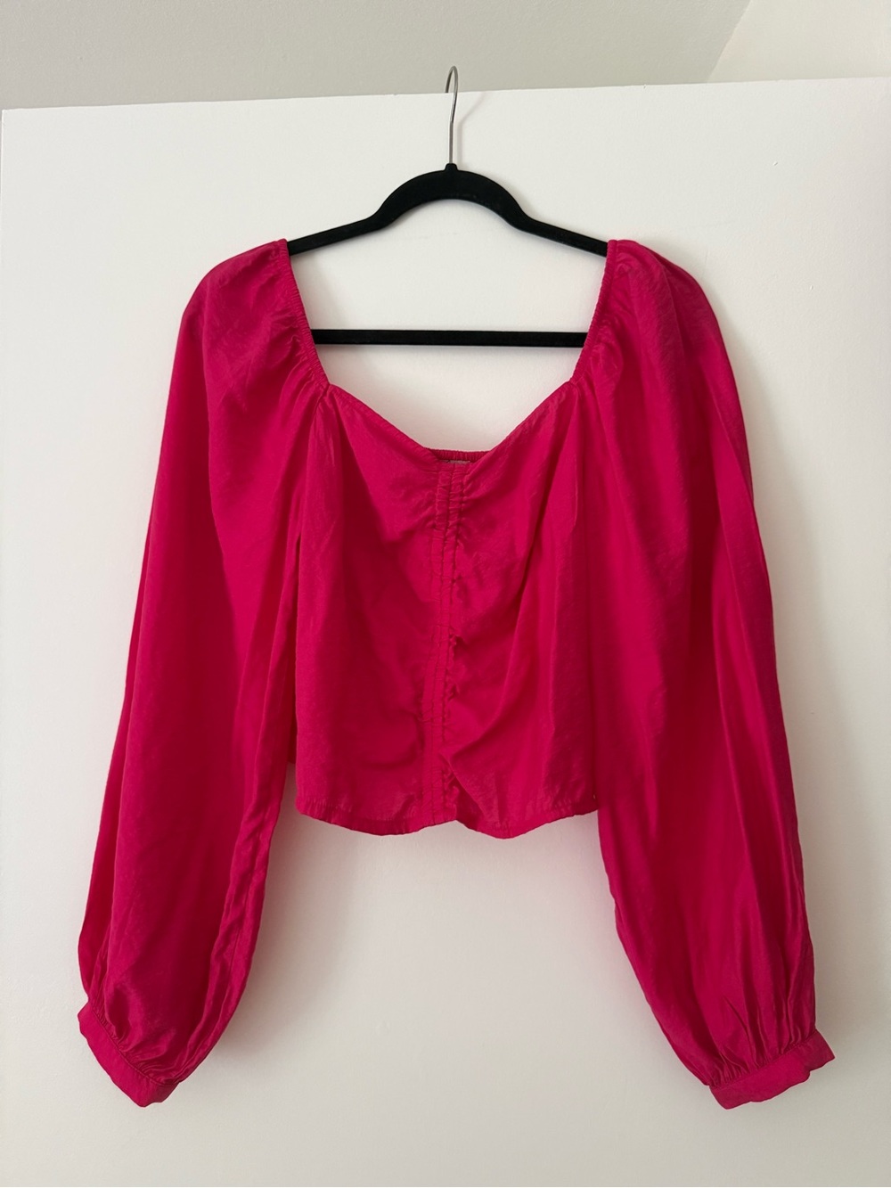 a new day Magenta Puff Sleeve Square Neck Blouse